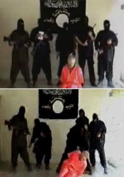 Secuencia de la decapitación del rehén estadounidense colocada en una página de Internet de un grupo islamista.