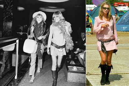 Una prueba más de que Kate Moss ha bebido mucho de las grandes divas de los 60 y 70. A la izquierda, Marianne Faithfull, expareja de Mick Jagger, y Anita Pallenberg, expareja de Keith Richards.