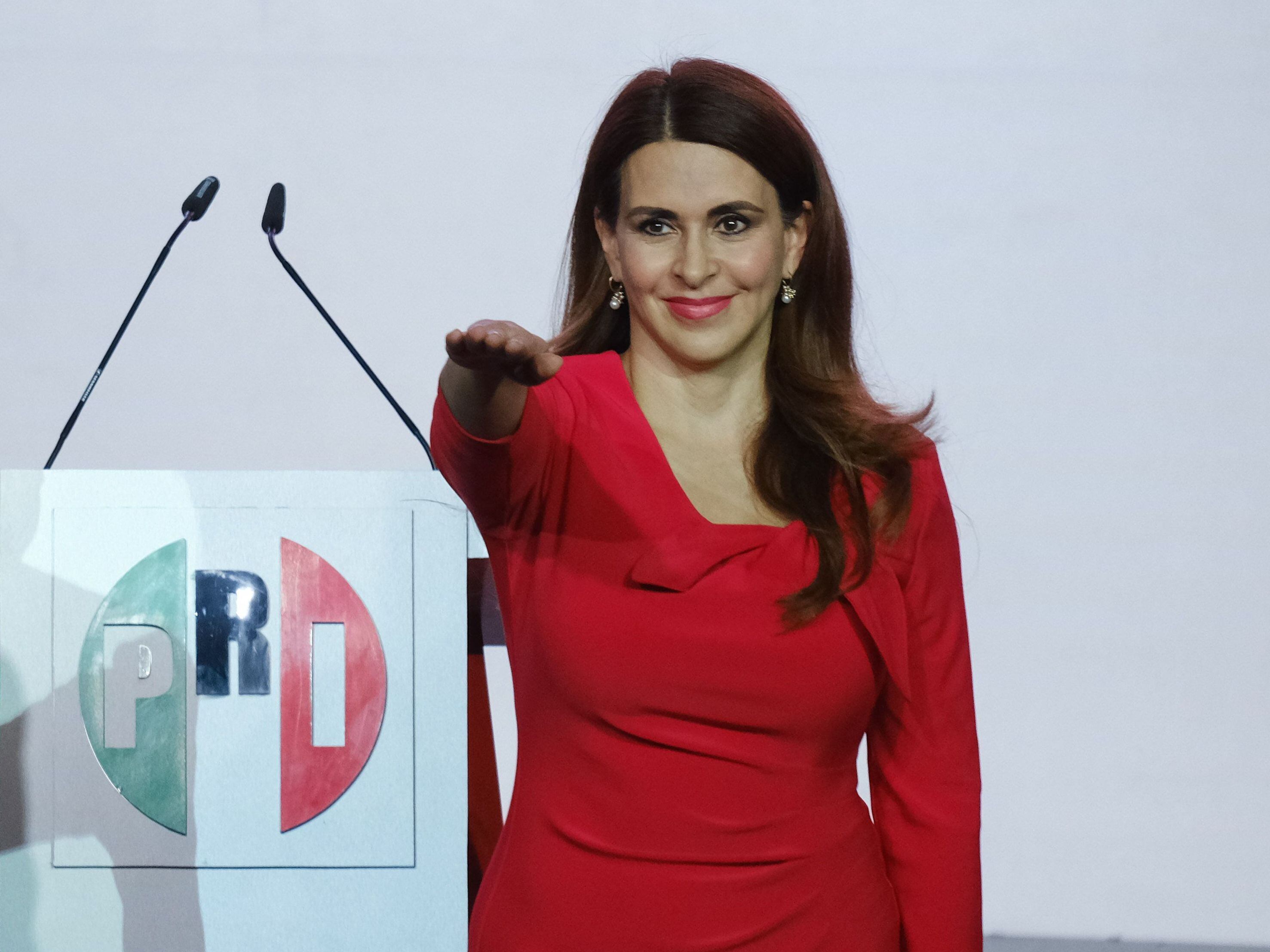 Carolina Viggiano Austria, durante su toma de posesión como secretaria general del PRI para el periodo 2019-2023, en Ciudad de México, el 18 de agosto de 2019.