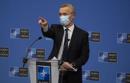 El secretario general de la OTAN, Jens Stoltenberg, en rueda de prensa este jueves en Bruselas.