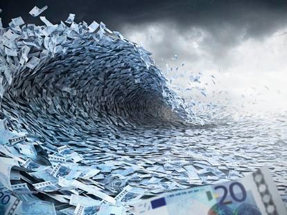 Sea wave made of money