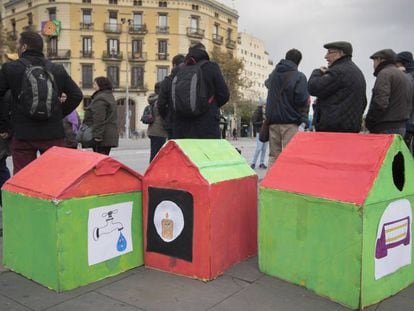 Una protesta contra la pobreza energética en Barcelona.