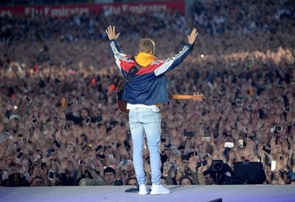 Justin Bieber participó en el concierto homenaje a las víctimas del atentado terrorista del Manchester Arena celebrado el 4 de junio de 2017.