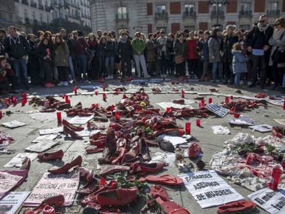 Concentraci&oacute;n contra la violencia machista, el pasado febrero en Madrid. 