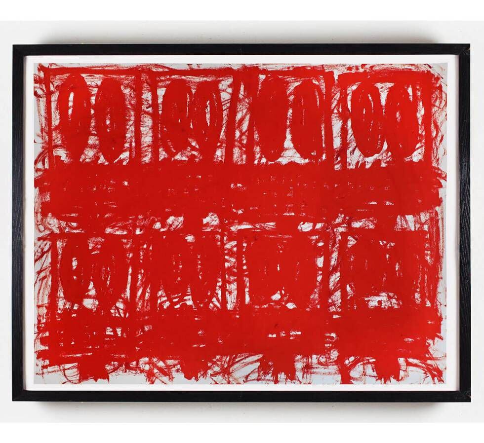 'Untitled (Anxious Red Drawing)' (2020), óleo de Rashid Johnson presentado en una exposición virtual de la galería.