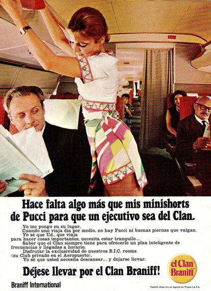 Con este reclamo publicitario, impensable hoy día, trataba la compañía aérea Braniff de que sus clientes formaran parte de su club VIP.