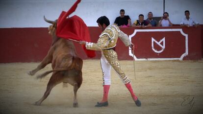 Imagen del video grabado al torero este miércoles en la ganadería de Núñez del Cuvillo.