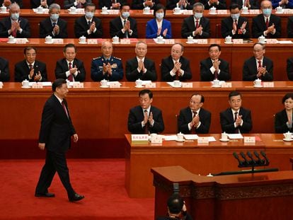 El presidente de China, Xi Jinping,  a punto de comenzar el discurso de clausura de la Asamblea Popular Nacional, este lunes en Pekín.