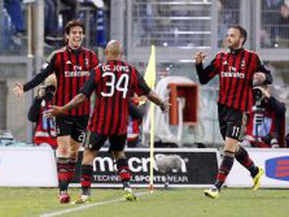 Jugadores del AC Milan celebran un gol.