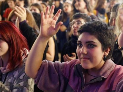 Acte feminista a Madrid per preparar la vaga del 8-M.