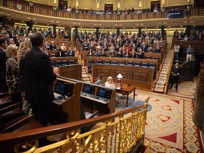 Diputados en el hemiciclo durante una sesión plenaria, en el Congreso de los Diputados este martes en Madrid.