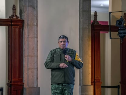 El secretario de Defensa Nacional, Luis Cresencio Sandoval, el 10 de agosto de 2021 en Palacio Nacional (Ciudad de México).