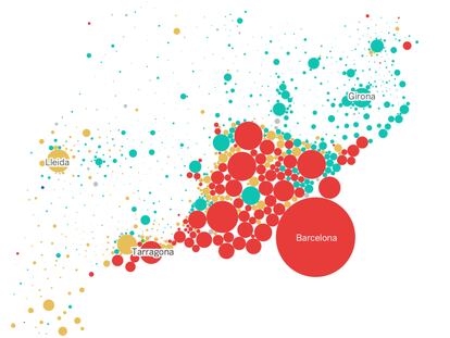 Los mapas municipio a municipio con los resultados clave de las elecciones en Cataluña