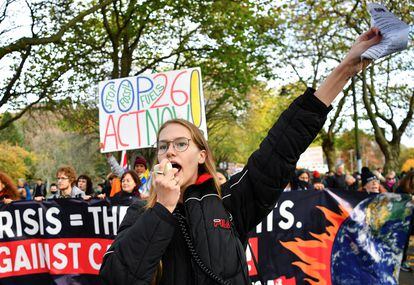 Protesta de Fridays for Future este viernes en Glasgow, sede de la COP26. 