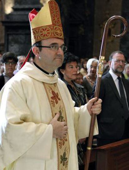 El obispo Munilla, durante la misa de hoy con motivo de la festividad de San Ignacio.