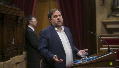 Oriol Junqueras en el Parlamento de Catalu&ntilde;a. 