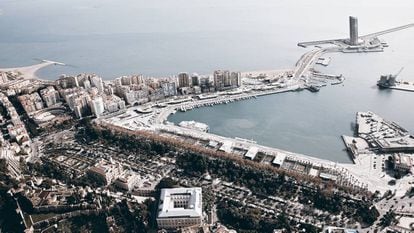 Recreaci&oacute;n del hotel de lujo proyectado en el puerto de M&aacute;laga.