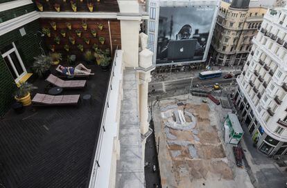 Vista de les obres de l'estació del metro de Gran Vía, a Madrid, el 17 d'agost del 2018.