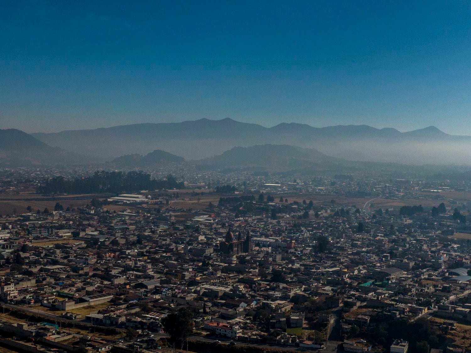 Vista aérea del pueblo de Santa Cruz Atizapán.