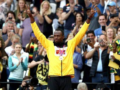 Usain Bolt, en los Mundiales de Atletismo de Londres.  