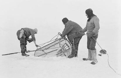 Miembros de la expedici&oacute;n brit&aacute;nica al Polo Sur (1910-13) retratados por George Murray Levick  