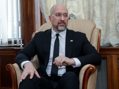 El primer ministro ucranio Denys Shmyhal, durante la entrevista con EL PAÍS, en una fotografía proporcionada por la oficina del primer ministro de Ucrania.