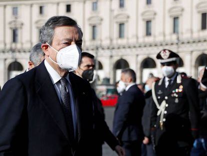 Mario Draghi, primer ministro de Italia, la semana pasada en el funeral por el embajador italiano en Congo