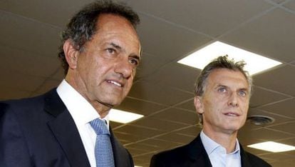 Mauricio Macri y Daniel Scioli. 