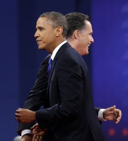 El presidente de EE UU, Barack Obama, y el candidato republicano Mitt Romney