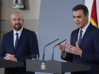 Pedro Sanchez comparece junto a Charles Michel, el pasado 14 de noviembre en La Moncloa.