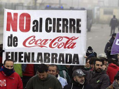 Protesta de trabajadores de Coca-Cola en Fuenlabrada en enero.
