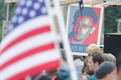 Manifestaci&oacute;n en apoyo de Snowden, el 4 de julio en Berl&iacute;n.