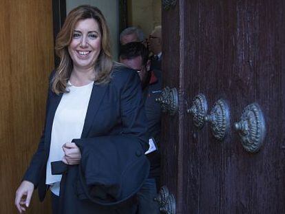 Susana D&iacute;az, a la salida del sal&oacute;n de plenos del Parlamento el mi&eacute;rcoles.