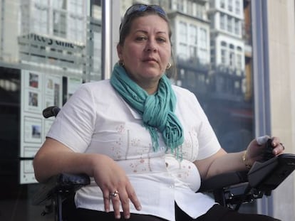 Marcela Berm&uacute;dez, la madre de los tres ni&ntilde;os afectados, este martes en Vitoria.