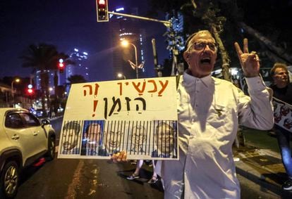 Manifestación contra Netanyahu en Tel Aviv, este sábado.