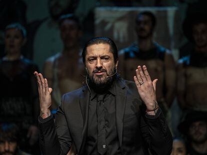 Rafael Amargo, en la rueda de prensa de esta noche en el Teatro La Latina de Madrid.