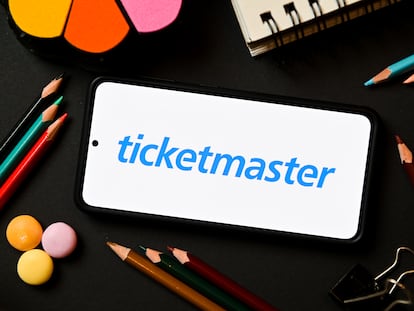 El logotipo de Ticketmaster en un teléfono celular.