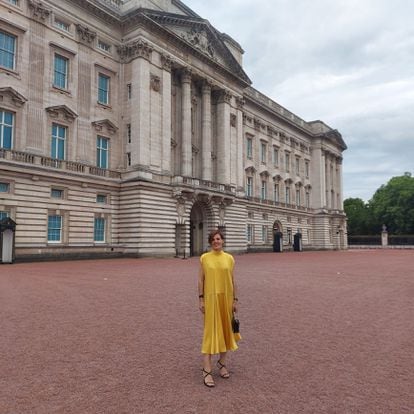 Amaia Arrieta, designer of the children's fashion brand Amaia Kids, when she went to Buckingham Palace to receive recognition.