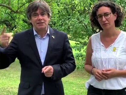 Carles Puigdemont i Marta Rovira, en un vídeo difós per l'ANC.