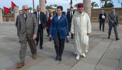 La ministra de Exteriores, Arancha González, durante su visita a Rabat este viernes.