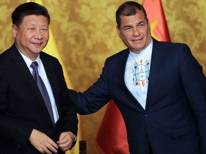 Xi Jinping y Rafael Correa este jueves en Quito. 