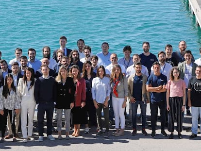 Los emprendedores elegidos, ayer en la sede de Marina de Empresas en Valencia.