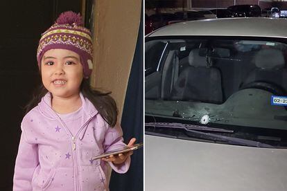 Heidi Mariana Pérez, de cinco años y la entrada de la bala que la mató mientras viajaba en el auto el miércoles por la noche.
