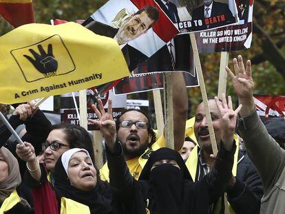 Protestas en Londres en 2015 ante la visita del presidente egipcio Al Sisi. 