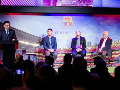 Josep Maria Bartomeu, durante el discurso.