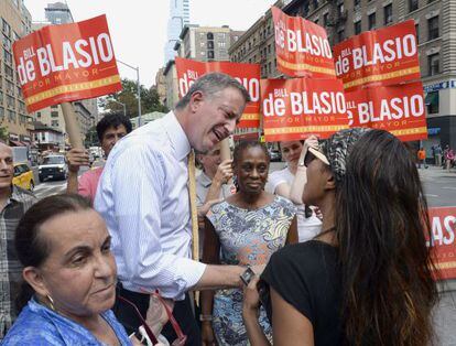 Bill de Blasio, candidato a alcalde de Nueva York, en campa&ntilde;a. 
