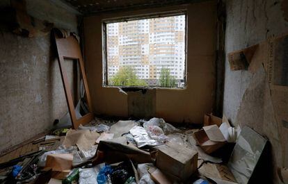 Interior de un edificio de cinco plantas que será demolido por las autoridades de la ciudad moscovita.