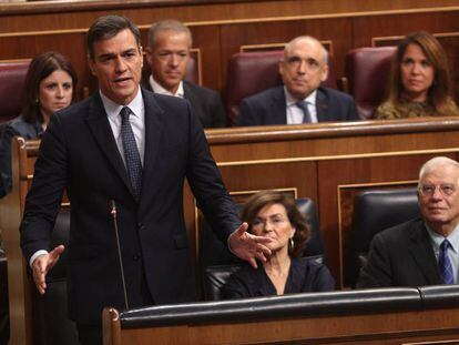 El presidente del Gobierno en fucniones, Pedro Sánchez, comparece en sesión de control un día después de conocerse la casi plena seguridad de unas elecciones el 10 de noviembre.
 