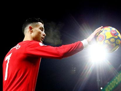 Cristiano Ronaldo, durante el último encuentro disputado por el Manchester United ante el Norwich.