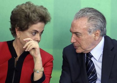 Dilma Rousseff y su actual enemigo político, el vicepresidente Michel Temer.